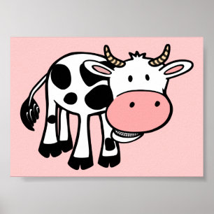 KROWA CUTE BABY KOE FARM ANIMALS CARTOON HAPPY LIG POSTER