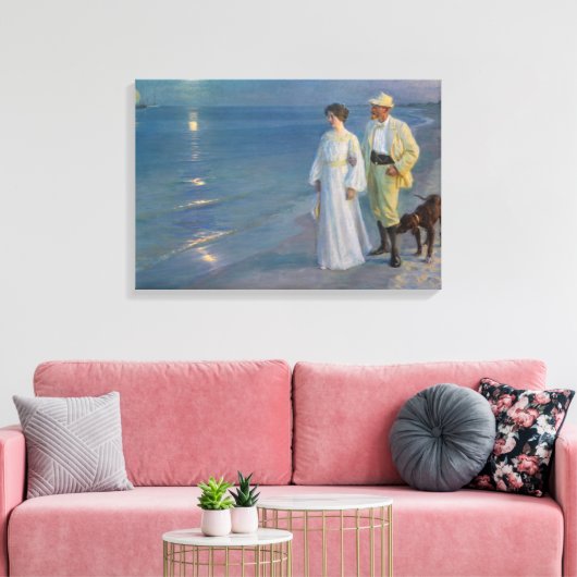 Kroyer - De kunstenaar en zijn vrouw op het strand Canvas Afdruk (Insitu (Woonkamer))