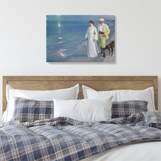 Kroyer - De kunstenaar en zijn vrouw op het strand Canvas Afdruk (Insitu (Slaapkamer))