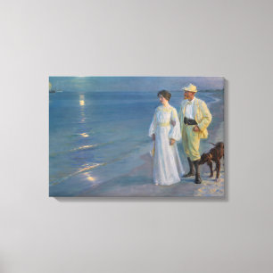 Kroyer - De kunstenaar en zijn vrouw op het strand Canvas Afdruk