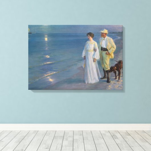 Kroyer - De kunstenaar en zijn vrouw op het strand Canvas Afdruk (Insitu (Houten vloer))