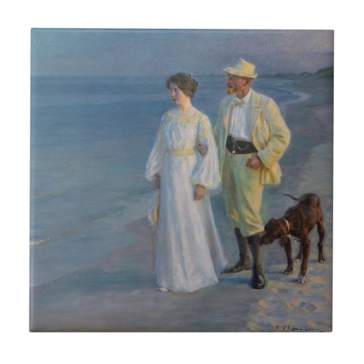 Kroyer - De kunstenaar en zijn vrouw op het strand Tegeltje (Voorkant)