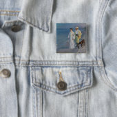 Kroyer - De kunstenaar en zijn vrouw op het strand Vierkante Button 5,1 Cm (In situ)