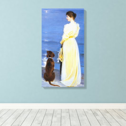 Kroyer - De vrouw van de kunstenaar en de hond van Canvas Afdruk (Insitu (Houten vloer))
