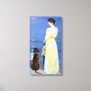 Kroyer - De vrouw van de kunstenaar en de hond van Canvas Afdruk