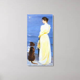 Kroyer - De vrouw van de kunstenaar en hond aan de Canvas Afdruk
