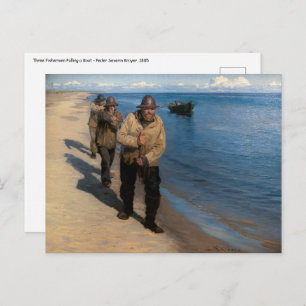 Kroyer - Drie vissers die een boot trekken Briefkaart