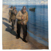 Kroyer - Drie vissers die een boot trekken Douchegordijn (Voorkant)