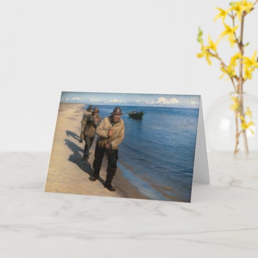 Kroyer - Drie vissers die een boot trekken Kaart (Gele Bloem)