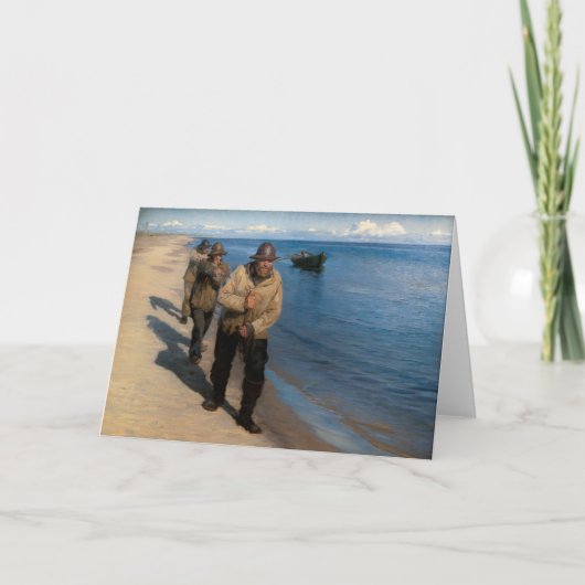 Kroyer - Drie vissers die een boot trekken Kaart (Voorkant)