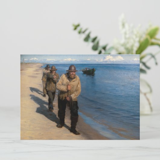 Kroyer - Drie vissers die een boot trekken Kaart (Staand voorkant)