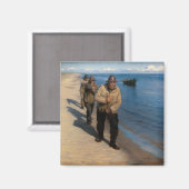 Kroyer - Drie vissers die een boot trekken Magneet (Voorkant / Achterkant)