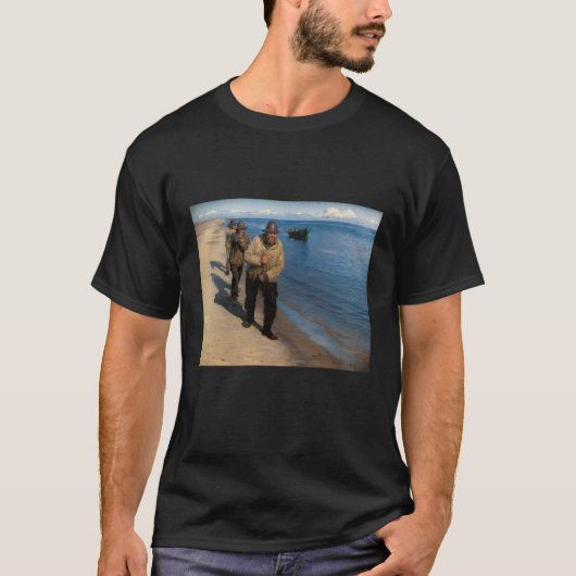 Kroyer - Drie vissers die een boot trekken T-shirt (Voorkant)