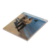 Kroyer - Drie vissers die een boot trekken Tegeltje (Zijkant)