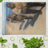 Kroyer - Drie vissers die een boot trekken Theedoek (Gevouwen)