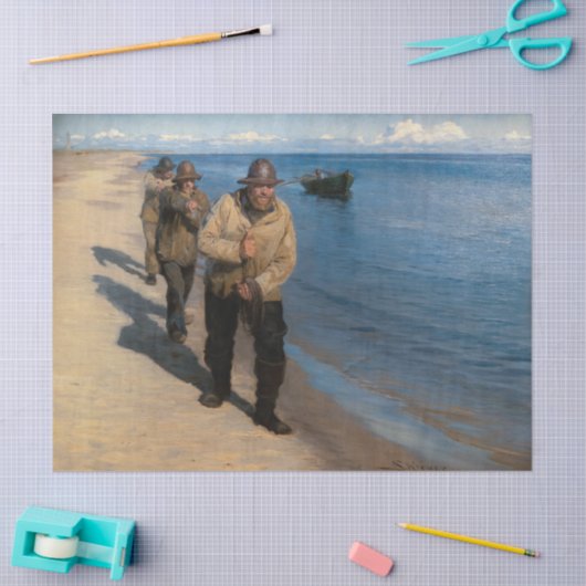 Kroyer - Drie vissers die een boot trekken Tissuepapier (Craft)