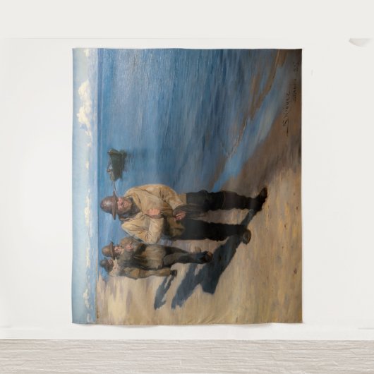 Kroyer - Drie vissers die een boot trekken Wandkleed (Voorkant)