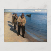 Kroyer - Drie vissers trekken een boot Briefkaart (Voorkant)