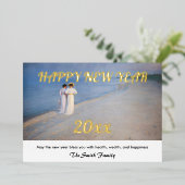 Kroyer - Happy New Year en Skagen Beach Folie Feestdagenkaart (Staand Voorkant)