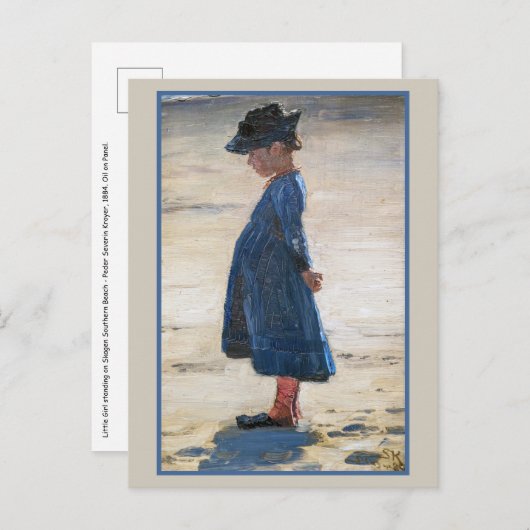 Kroyer - Klein meisje staand op het strand van Ska Briefkaart (Voorkant / Achterkant)
