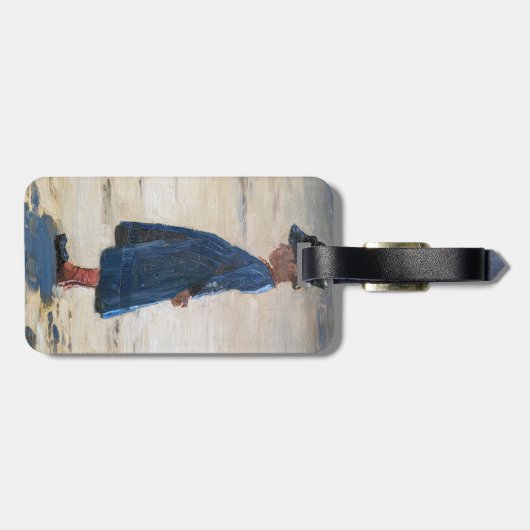 Kroyer - Little Girl on Skagen Beach - QR-code Bagagelabel (Achterkant horizontaal)