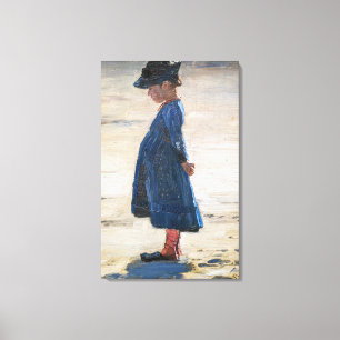 Kroyer - Little Girl op Skagen Beach Canvas Afdruk