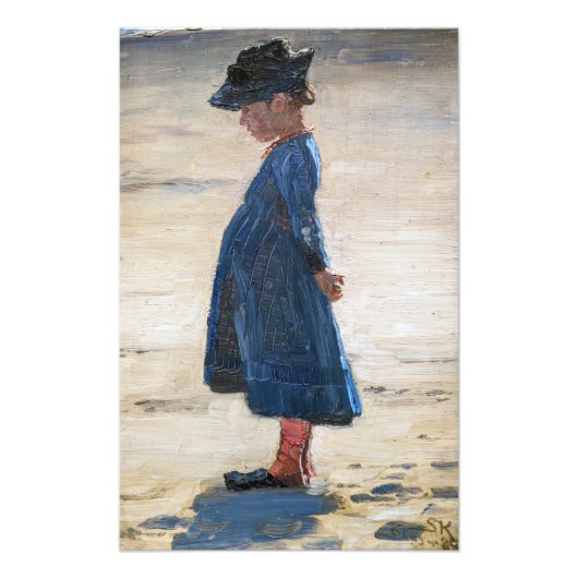 Kroyer - Little Girl op Skagen Beach Foto Afdruk (Voorkant)