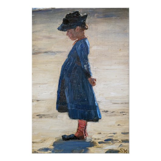 Kroyer - Little Girl op Skagen Beach Perfect Poster (Voorkant)