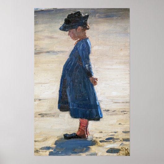 Kroyer - Little Girl op Skagen Beach Poster (Voorkant)