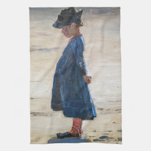 Kroyer - Little Girl op Skagen Beach Theedoek