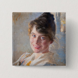 Kroyer - Portret van de vrouw van de kunstenaar Ma Vierkante Button 5,1 Cm