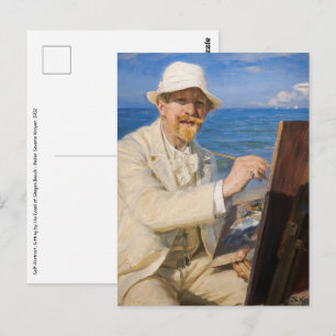 Kroyer - Self-Portreit in Skagen Beach Briefkaart