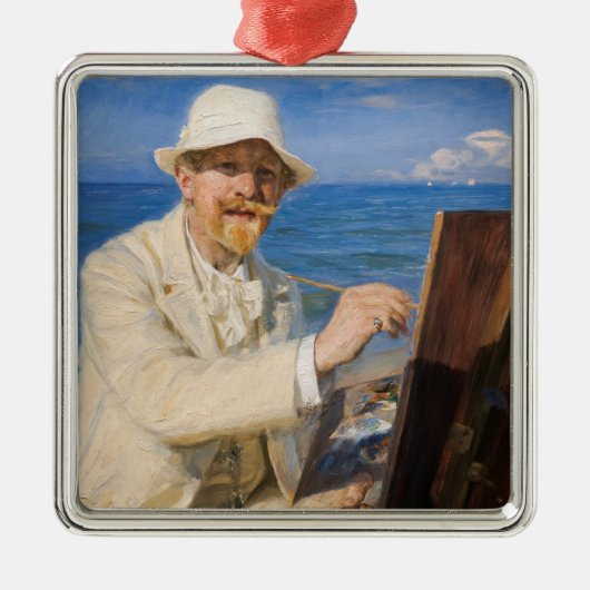 Kroyer - Self-Portreit in Skagen Beach Metalen Ornament (Voorkant)