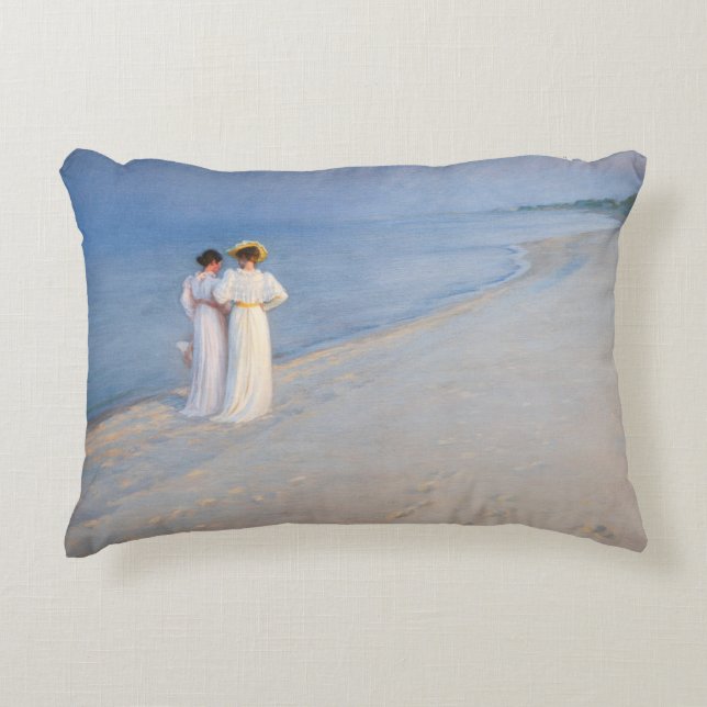 Kroyer - Summer Evening on Skagen Beach Accent Kussen (Voorkant)