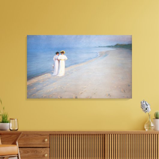 Kroyer - Summer Evening on Skagen Beach Canvas Afdruk (Insitu (Woonkamer))