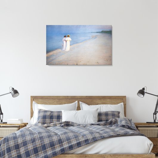 Kroyer - Summer Evening on Skagen Beach Canvas Afdruk (Insitu (Slaapkamer))