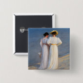 Kroyer - Summer Evening on Skagen Beach Closeup Vierkante Button 5,1 Cm (Voorkant /achterkant)