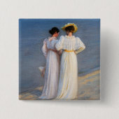 Kroyer - Summer Evening on Skagen Beach Closeup Vierkante Button 5,1 Cm (Voorkant)