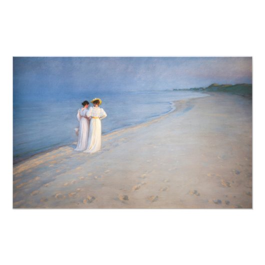 Kroyer - Summer Evening on Skagen Beach Foto Afdruk (Voorkant)