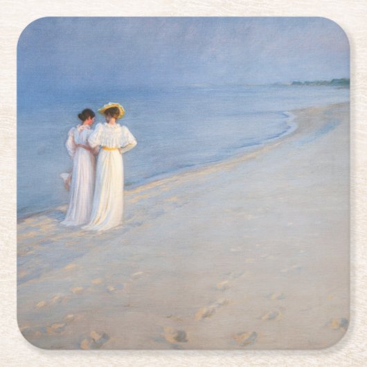 Kroyer - Summer Evening on Skagen Beach Kartonnen Onderzetters (Voorkant)