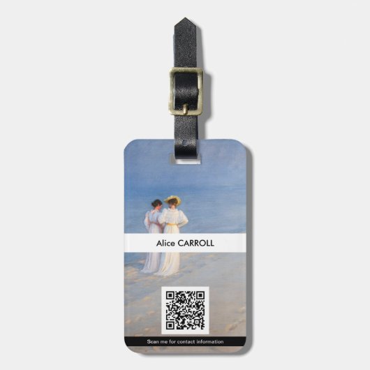 Kroyer - Summer Evening on Skagen Beach - QR-code Bagagelabel (Voorkant verticaal)