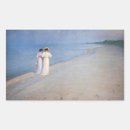 Kroyer - Summer Evening on Skagen Beach Rechthoekige Sticker (Voorkant)