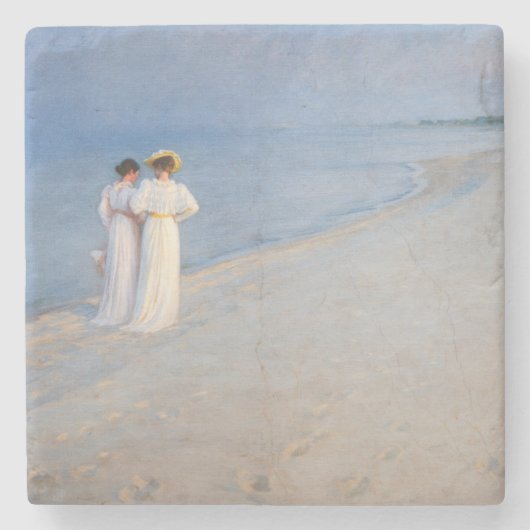 Kroyer - Summer Evening on Skagen Beach Stenen Onderzetter (Voorkant)