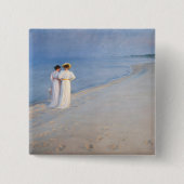 Kroyer - Summer Evening on Skagen Beach Vierkante Button 5,1 Cm (Voorkant)