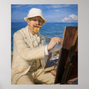 Kroyer - Zelfportret op het strand van Skagen Poster