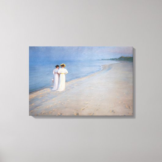 Kroyer - Zomeravond op Skagen Beach Canvas Afdruk (Voorkant)