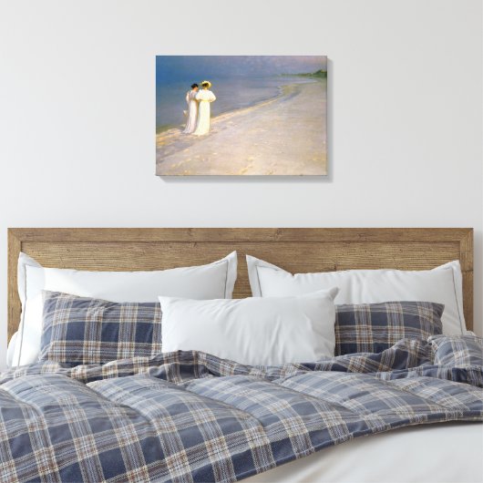 Kroyer's zomermiddags op de strand van Skagen Canvas Afdruk (Insitu (Slaapkamer))