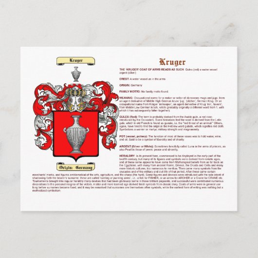 Kruger (betekenis) briefkaart (Voorkant)