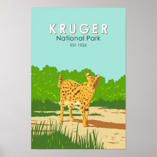 Kruger Nationaal Park Serval Reis Kunst Vintage Poster