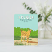 Kruger Nationaal Park Serval Reizen Kunst Vintage Briefkaart (Staand voorkant)